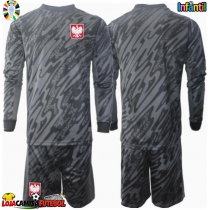 Camisa de Futebol Polónia Goleiro Equipamento Secundário Infantil Europeu 2024 Manga Comprida (+ Calças curtas)
